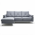 Sofa narożna z szarym materiałem 220 x 90 x 85cm z metalowymi nóżkami